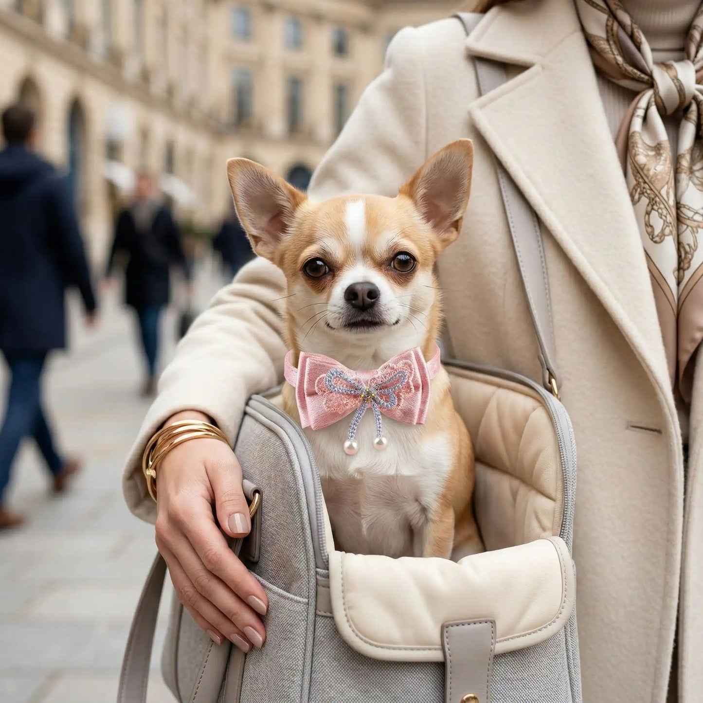 collier chien boucle dentelle noeud papillon détachable chihuahua