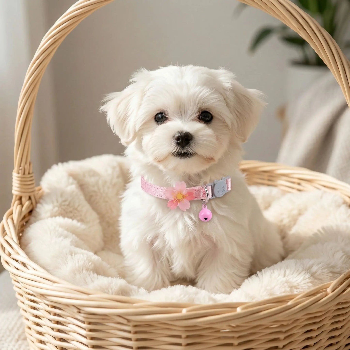 collier chien dentelle fleur lumineuse bichon