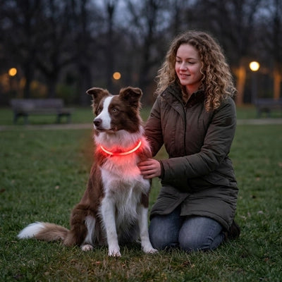 Collier chien lumineux | Accessoire de nuit - blanc rouge vert
