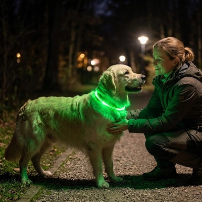Collier chien lumineux | Accessoire de nuit - rouge blanc vert
