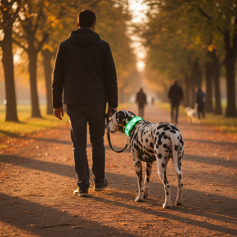 Collier lumineux pour chien | dessin animé orange et vert