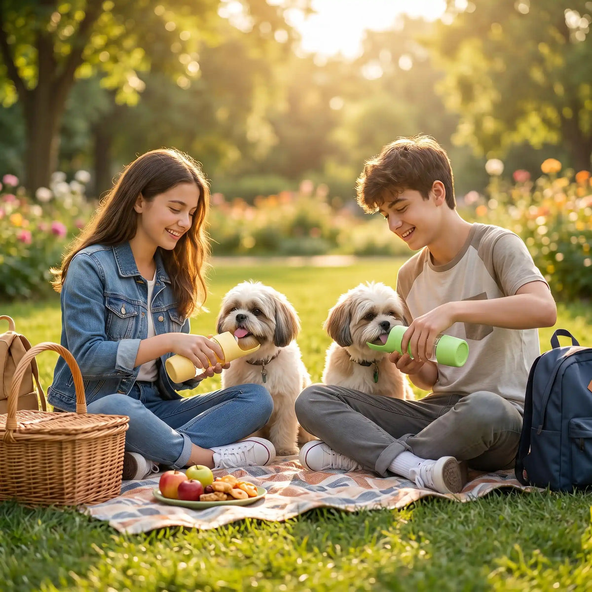 Gourde chien | Accessoire de voyage - jaune et vert