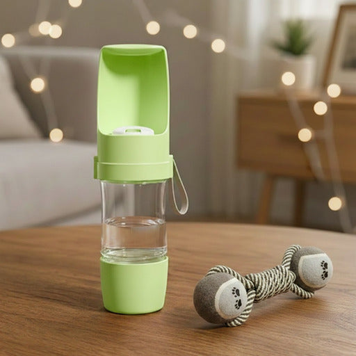 Gourde chien | Accessoire de voyage - jaune et vert