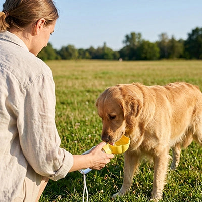 Gourde chien | Promenade sans dégât - jaune et vert