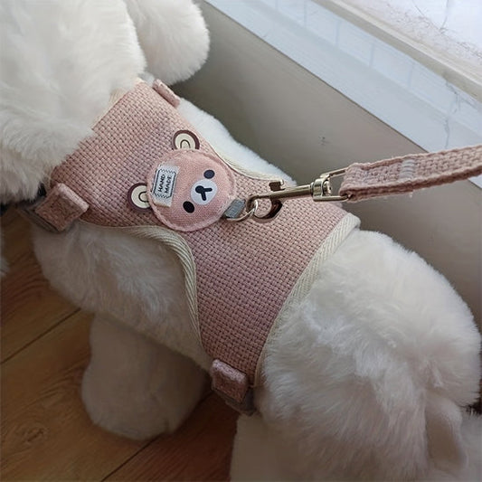 harnais chien petit et mignon caniche rose