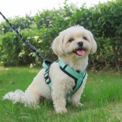 Harnais pour petit chien ergonomique réfléchissant vert shih tzu