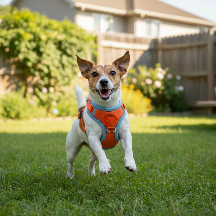 harnais chien anti-traction 2 attaches orange jack russell