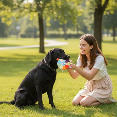 Jouet pour chien disque volant peluche labrador parc