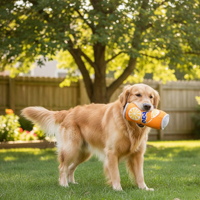 jouet pour chien motif boisson gazeuse orange golden 