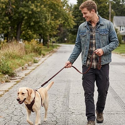 Laisse pour chien cuir vache labrador marche
