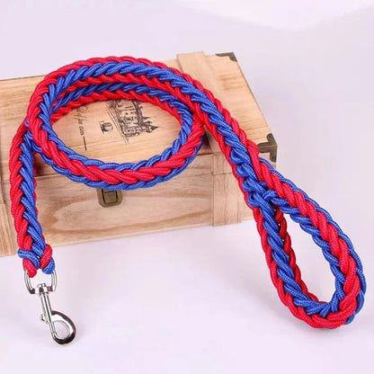 Laisse pour chien Montagnard bleu et rouge