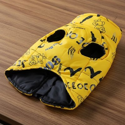 Manteau pour chien design coloré bleu modèle jaune