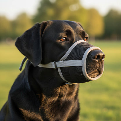 muselière anti-aboiement sangle élastique gris labrador