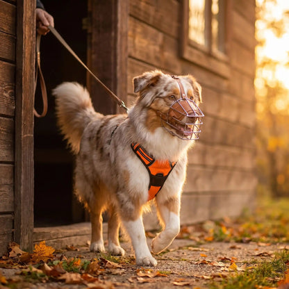Muselière chien cuir et fer berger australien