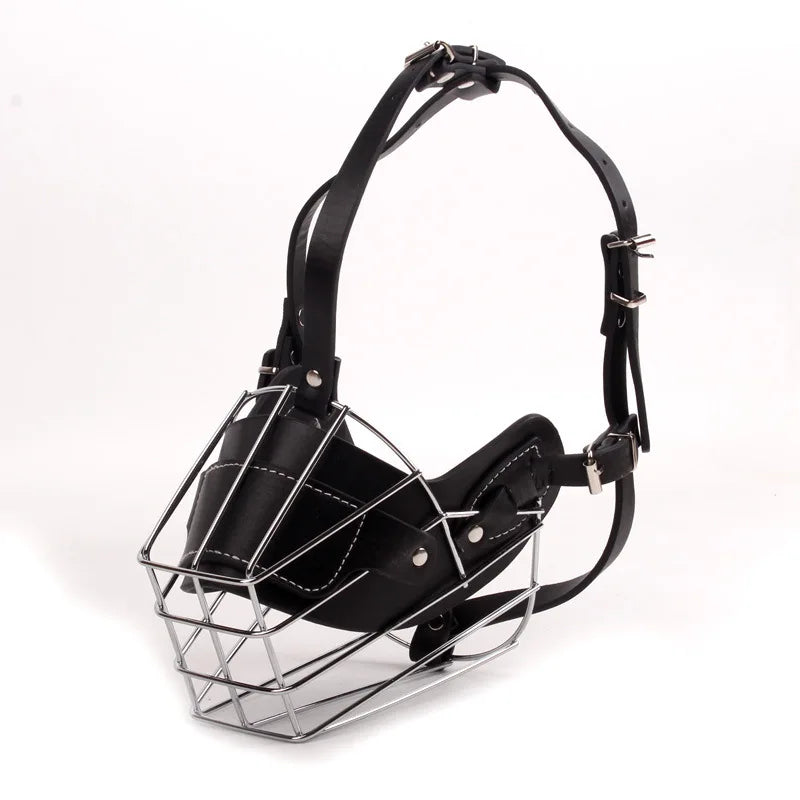  muselière chien cuir fer noir