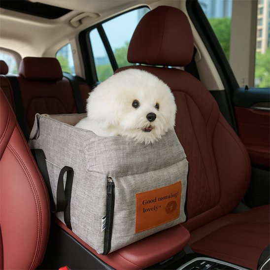 sac de transport pour chien coussiné sécurisé gris chien