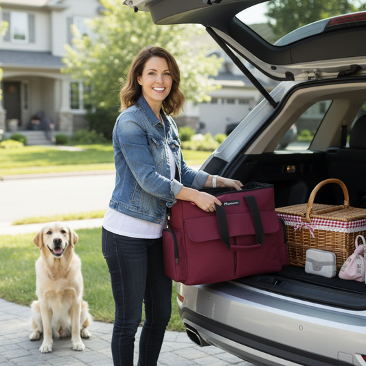 sac de voyage pour chien multifonctionnel rouge voiture