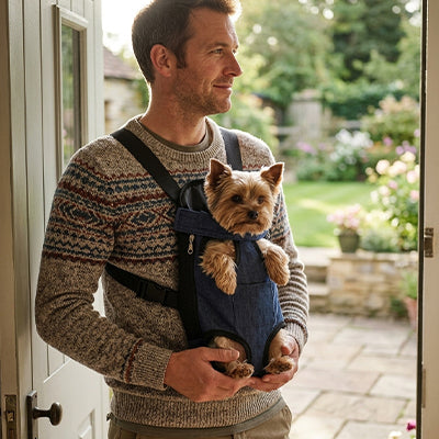 sac ventral pour chien design jean foncé maison